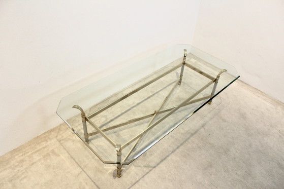Extraordinary Brass, Chrome and Glass Center table, France 1970s, Coffee tables, Silver (photo 6 of 12)
