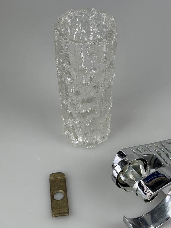 Image 1 of Applique des années 60 70 Applique en verre & chrome Brutalist Germany Design