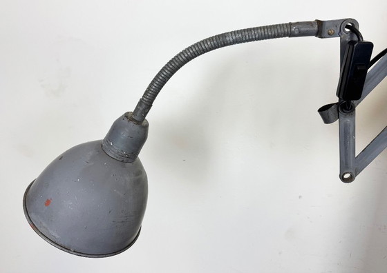 Image 1 of Grey Industrial Gooseneck Scissor Wall Lamp from Elektroinstala, 1960s