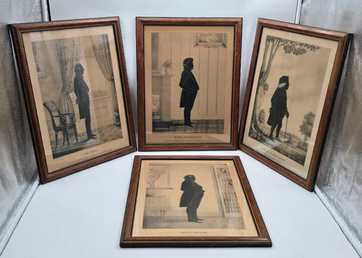 4 litografías antiguas en una lista de personas famosas de Estados Unidos