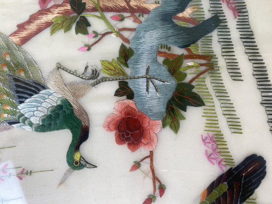 Image 1 of Antieke zijden draadschildering