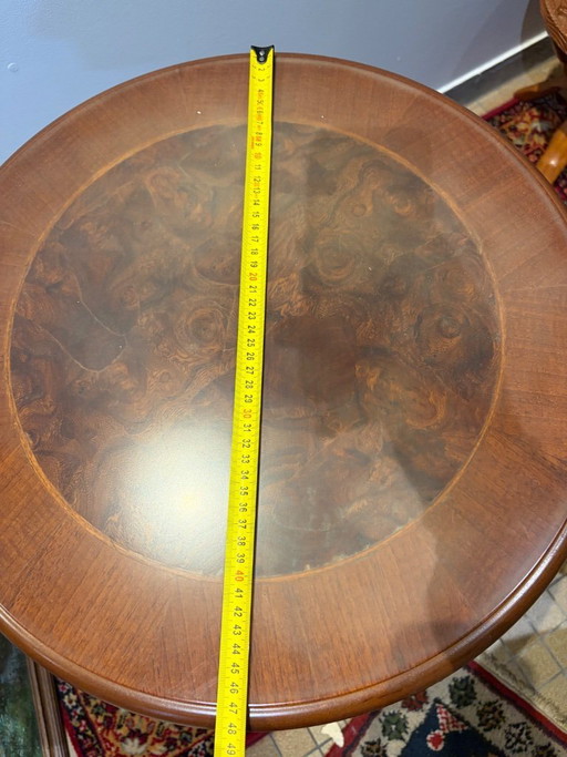 Vintage classic wooden wine table / guéridon with burr walnut top