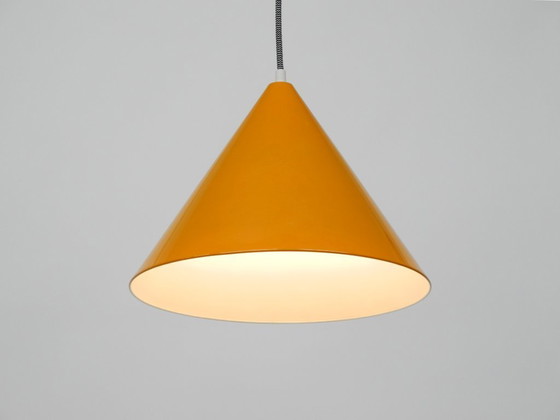 Image 1 of Original 1970s orange metal pendant lamp by Louis Poulsen model Billiard
