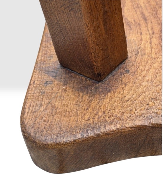 Robuuste Franse Boerenkruk | Massief Eiken | Vintage | Jaren '50-'60 – Bijzettafels, Wood (photo 10 of 15)