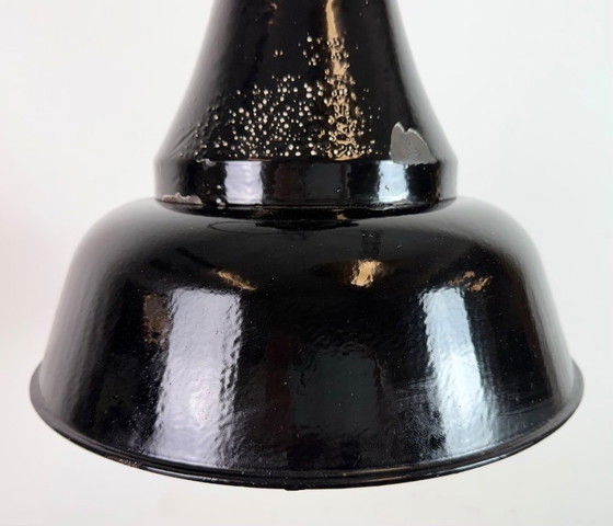 Image 1 of Industrial Black Enamel Bauhaus Pendant Lamp, 1930s