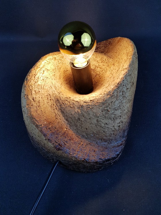 Image 1 of Vintage Brutalist Chamotte Clay Wall Lamp - Mid-Century Modern Ceramics (1960s/1970s)