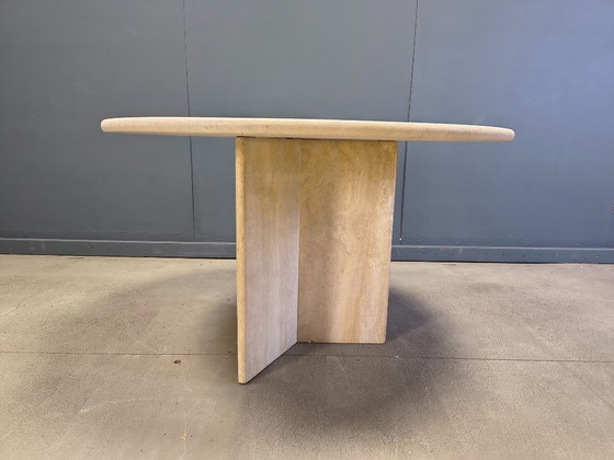 Image 1 of Round italian travertine dining table 1970s
