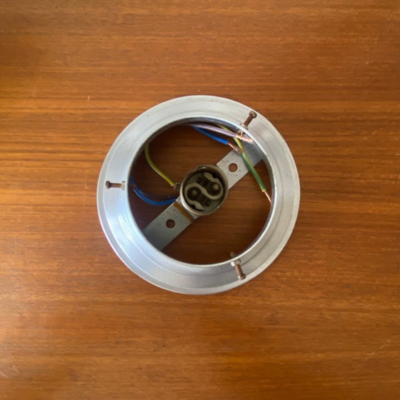 Image 1 of Opaalwitte glazen bol plafondlamp, 15 cm, wandlamp met aluminium montagevoet