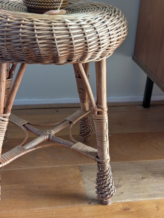 Tabouret vintage en rotin – Bois (photo 5 of 7)
