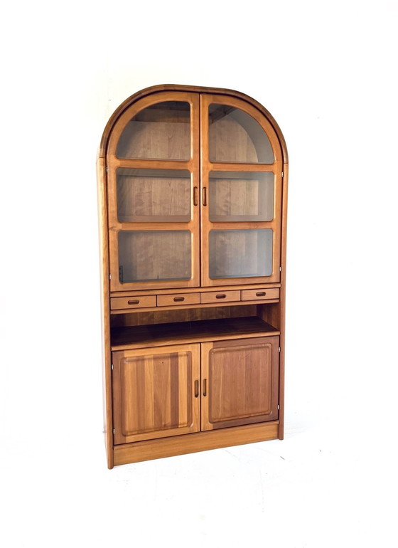 Image 1 of Vintage teak arch cabinet with display case, Dyrlund '70s
