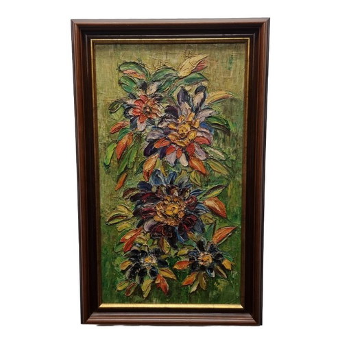 Vintage-Ölgemälde mit Blumen