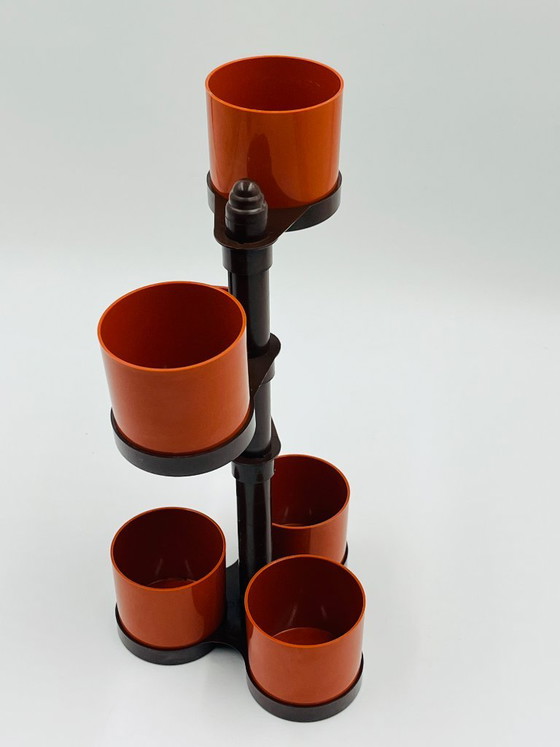 Vintage Elsy 7500 Desk Organizer, Decorative Objects, Plastic, Orange, Mid Century Modern (photo 5 of 7)