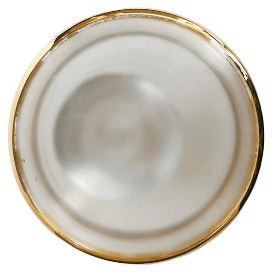 Image 1 of Caja de joyería Art Deco polvera de cristal transparente dorado años 50