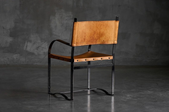 Image 1 of Cognacbruine leren fauteuil, België, jaren 60