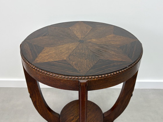 Amsterdam School Art Deco side table from the 1920s/30s, Wood, Brown (photo 9 of 10)