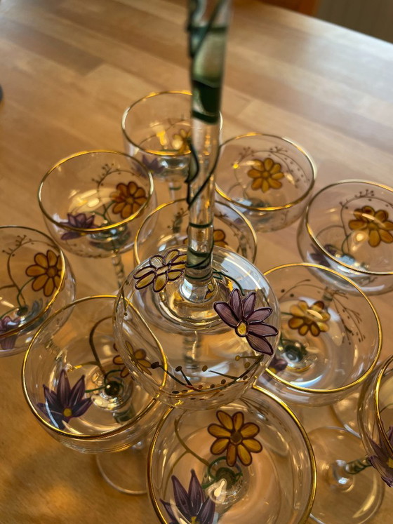 Set di 12 bicchieri da liquore Paul Nagel serie Tiffany dipinti a mano vintage – Bicchieri e caraffe, Glass (photo 5 of 16)