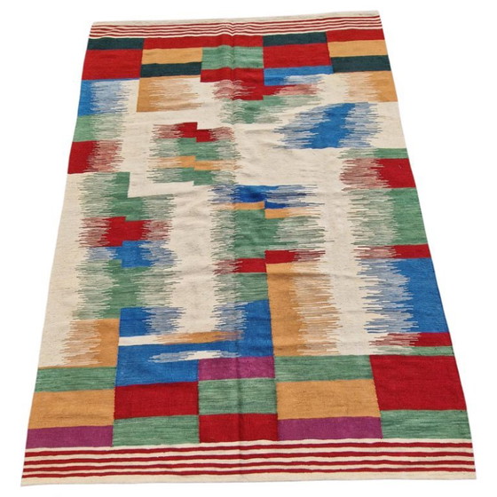 Handgeweven wollen kilimtapijt | Modern ikat-design | Verkrijgbaar in verschillende maten (photo 6 of 11)