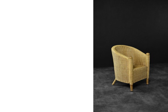 Image 1 of Vintage Italiaanse moderne Boho rotan stoel uit het midden van de eeuw, jaren 70