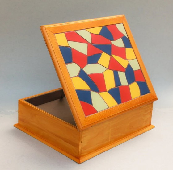 Image 1 of Houten dozen versierd met Catalaans trencadís-mozaïek (Gaudí, Barcelona). Multifunctionele doos. Nieuw.
