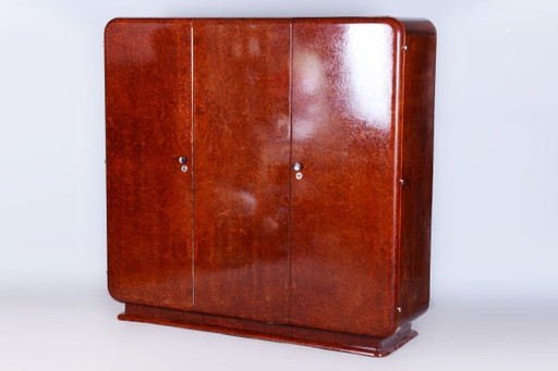 Gerestaureerde art-deco kledingkast, van J. Halabala, UP Zavody, mahoniehout, Tsjechië, jaren 1920 – kledingkasten, Metal
