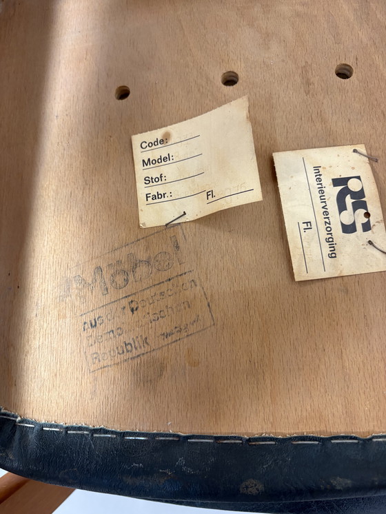 Image 1 of 4 x Beuken met Donkergroene Skai Eetkamer Stoelen 1960’s Möbel DDR