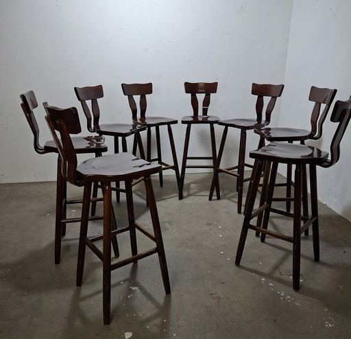 Set di 8 sgabelli da bar brutalisti vintage