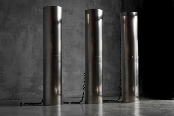 Image 1 of Monumental Stainless-Steel Uplighters by Targetti, Italy, 1970s