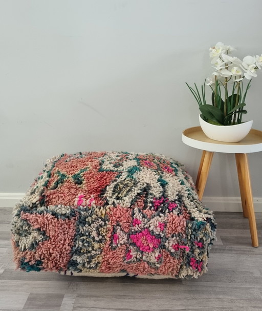 Vintage berber pouf made of real wool