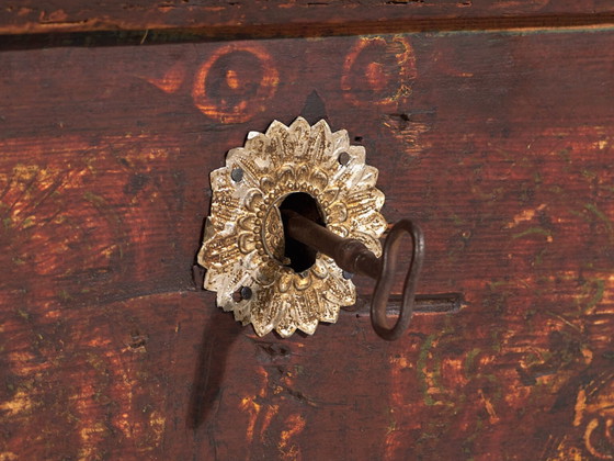 Baule antico dipinto con motivi floreali e serratura in ferro (c.1820) #47 – Cassettiere, Iron (photo 19 of 40)