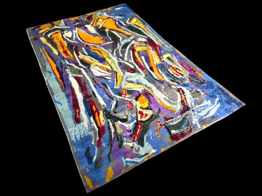 Handgeknüpfter Wollteppich – Inspiriert von der abstrakten Kunst von André Lanskoy, violette Steine, 300 x (photo 2 of 9)