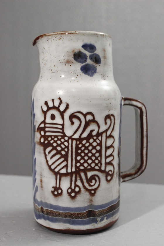 Image 1 of Michel Barbier a Vallauris - Brocca con rara doppia decorazione, Francia, anni '50