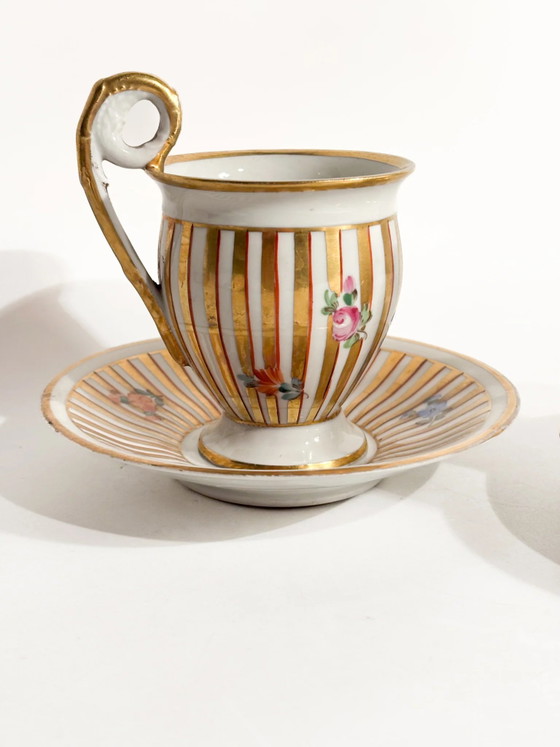 Pair of Hand-painted Dresden Porcelain Demitasse Cups, 1950s, Crockery, Rococo (photo 3 of 14)