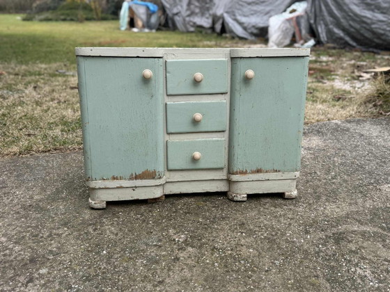Vintage Hand-Painted Wood Cabinet – Sideboard cabinet (photo 4 of 6)