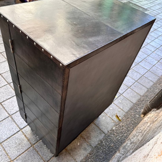 Image 1 of Barschrank "bocados", Leder und polierter Stahl, 2000 - Italien