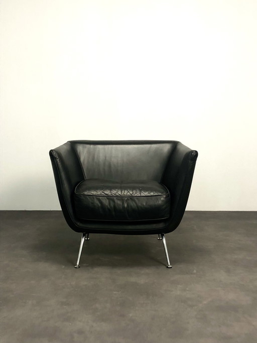 Designer armchair black leather by Stefan Steenkist