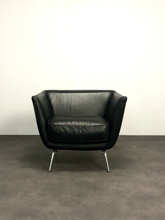 Image 1 of Designer armchair black leather by Stefan Steenkist