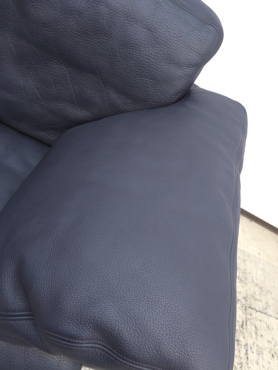 Image 1 of De Sede ds 17 three-seater blue Paris designer sofa leather sofa couch desede