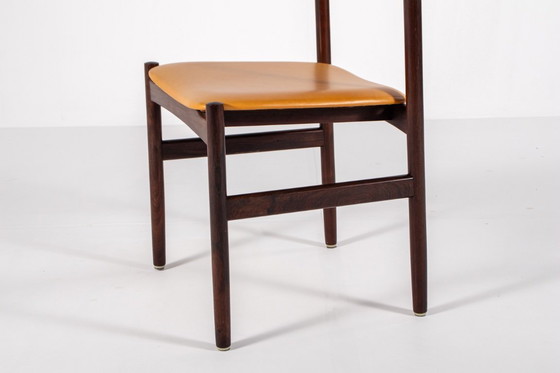 Image 1 of Set of 6 Danish Mid-Century Rosewood Dining Chairs with Yellow Skai, 1960s