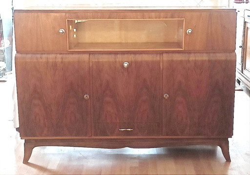 Walnut mini bar from the 1930s, width 149 cm