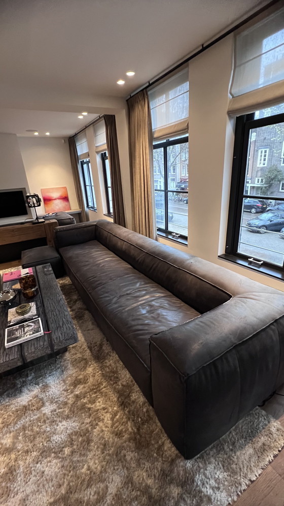 Image 1 of Canapé Timothy Oulton en cuir foncé • Qualité luxe