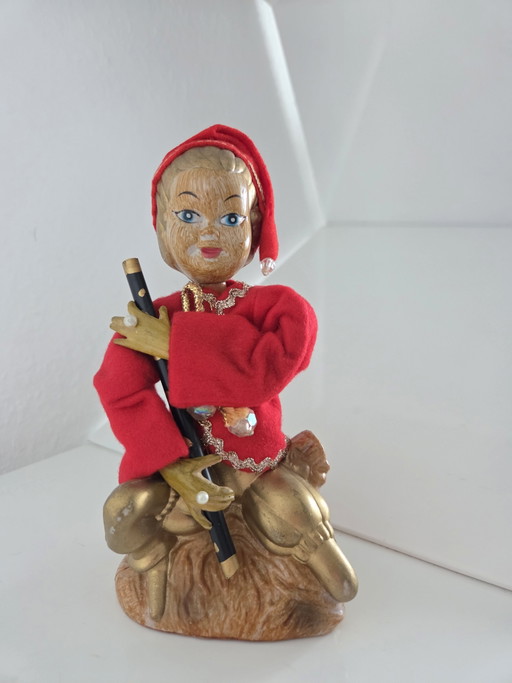 Figurina Pixie Tilso „Golden Fantasy“ Mid-Century – Figurina da Collezione Anni '50 – decoratieve objecten, Plastic, Textile