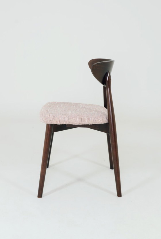 Image 1 of Subltle pink Lot de 6 chaises de salle à manger design scandinave, bois couleur noyer foncé