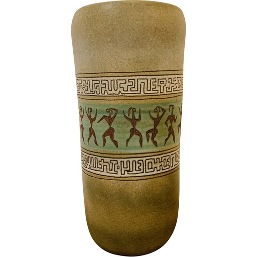 Vase vintage avec motifs aztèques par René Morel