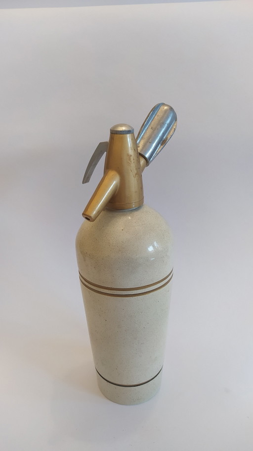 Streamer per soda in gres vintage con ottone