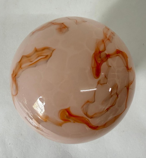 Image 1 of Fraaie vintage roze oranje Art Deco gemarmerde wandlamp lampThabur