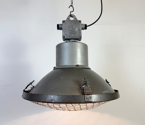 Image 1 of Industrial Grey Hammer Paint Pendant Lamp from Elektrosvit, 1960s