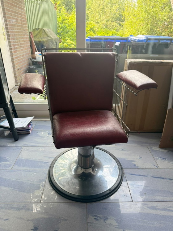 Poltrona da barbiere fatta a mano - Realizzata da carrello spesa – Sedie girevoli, polished steel (photo 2 of 6)