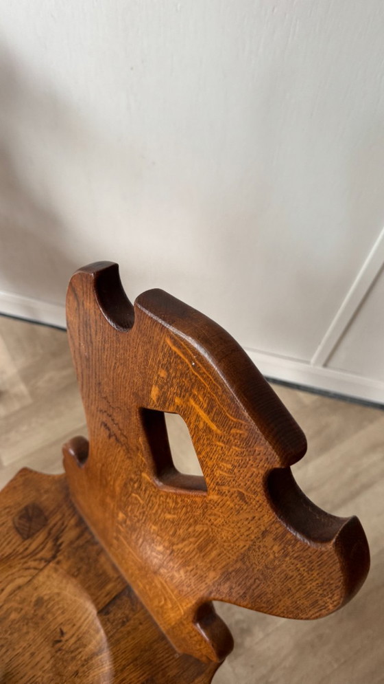 Image 1 of Comfortable brutalistische eiken stoelen