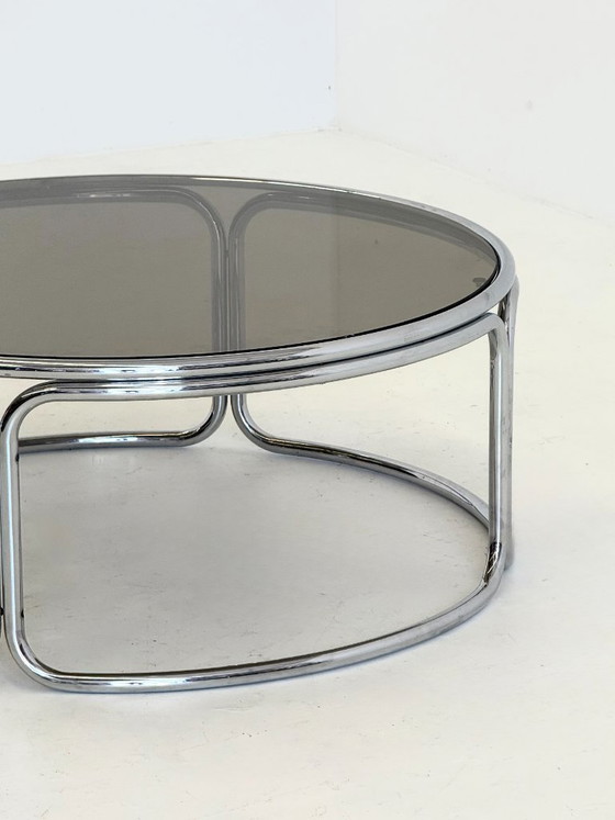 Image 1 of Space Age coffee table with smoked glass and chrome