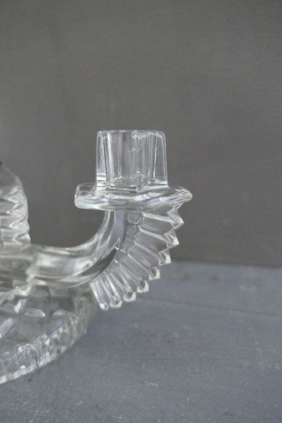 Image 1 of Art Deco Feigl & Morawetz pressed glass candlestick 2x